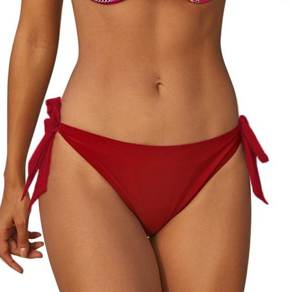 Red Printed Top Self-tie Panty Swimwear - Picture 5 of 5